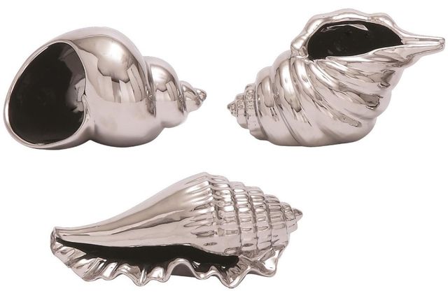 Deco Marche 3-Piece Silver Shell Sculpture Set-0