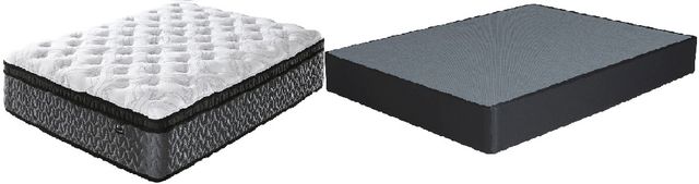 Sierra Sleep® by Ashley® Peak 12" Hybrid Euro Top Medium King Mattress in a Box and Foundation Set-0