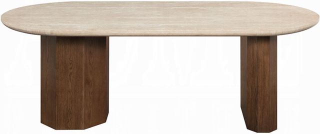 ACME Furniture Leonardo Beige Dining Table with Dark Oak Base-3