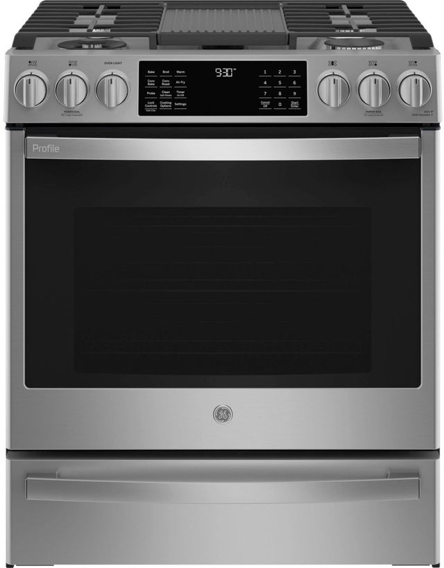 GE Profile™ 30" Fingerprint Resistant Stainless Steel Slide In Gas Range