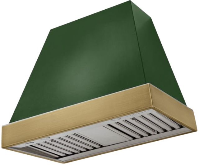 AGA Euclid 36" Cornwall Green Wall Mounted Range Hood  with Antique Brass Trim-0