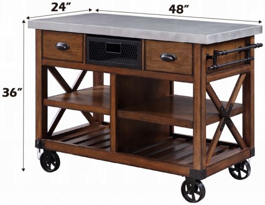 ACME Furniture Kailey Antique Oak Kitchen Cart-2