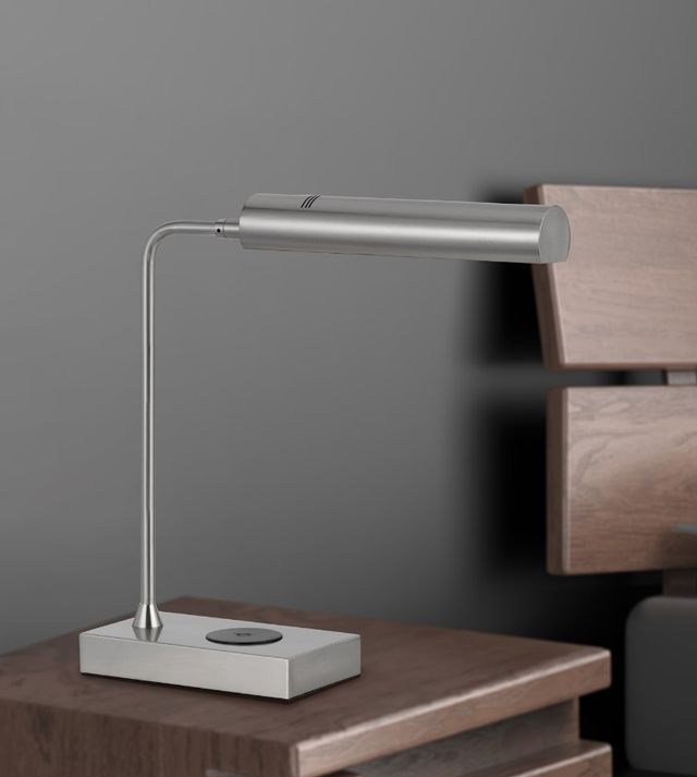 Cal® Lighting & Accessories Delray Brushed Steel Desk Lamp-3