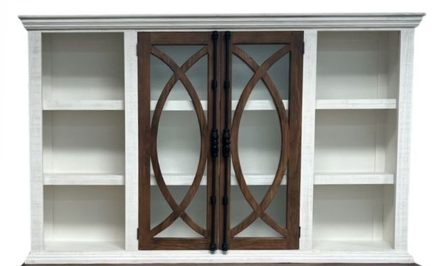 Million Dollar Rustic White Showcase China Top Cabinet with Island Buffet Base-1