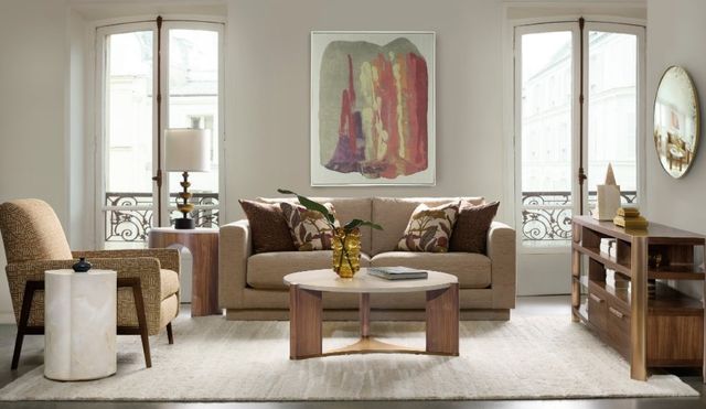 Hooker® Furniture Eleana Light Caramel End Table with Medium Wood Base-1