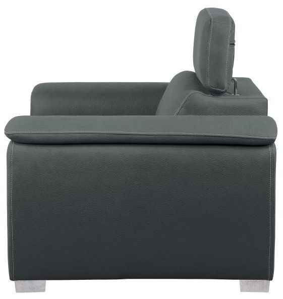 Mazin Furniture Ferriday Gray Chair With Adjustable Headrest And Pull-Out Ottoman-2