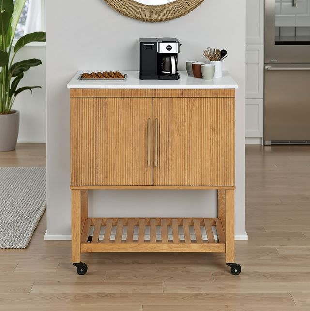 Linon Poppy Natural/White Kitchen Cart-1