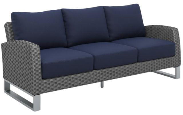 New Classic® Home Furnishings Fiji 4-Piece Blue Aluminum/Fabric/Wicker Outdoor Conversation Set-1