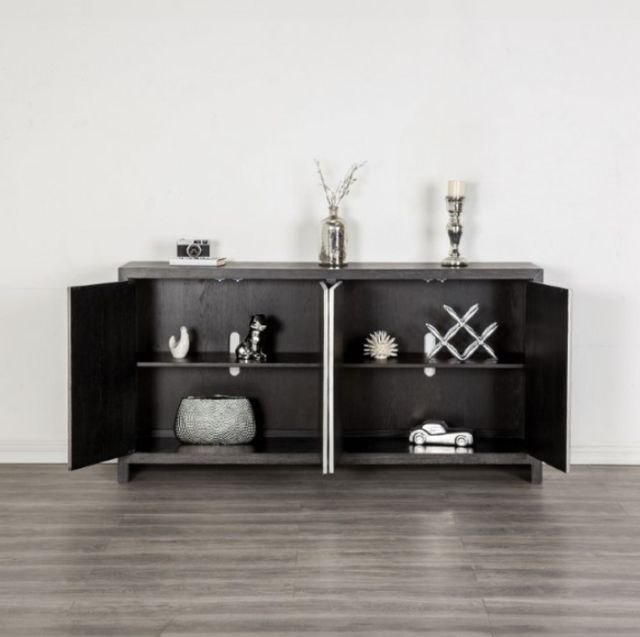Furniture of America® Forger Silver/Weathered Black 4-Door Cabinet-3
