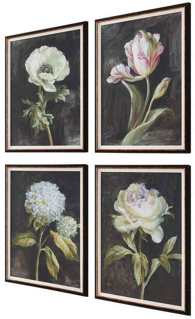 Uttermost® Danhui Nai 4-Piece Florals on Black Framed Prints Set-3