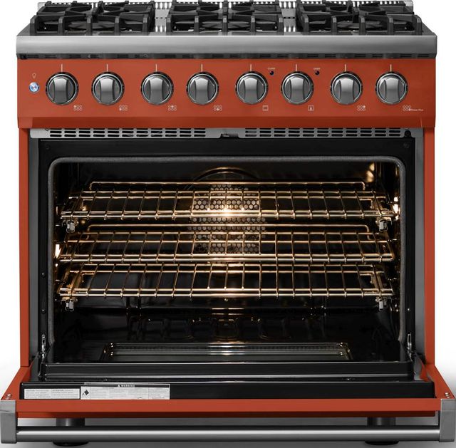 Viking® 5 Series 36" Spiced Cider Pro Style Dual Fuel (NG) Range with Polished Chrome Trim-1