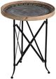 A & B Home Round Brown Side Table with Black Metal Frame -0