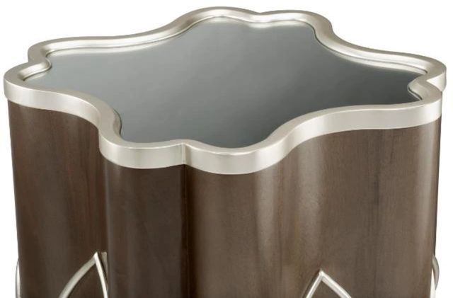 Michael Amini® Villa Cherie Mirrored Glass Chairside Table with Hazelnut Base-2