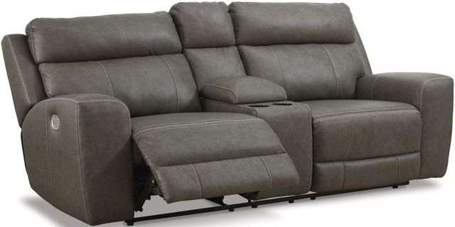 Signature Design by Ashley® Roman Smoke Power Reclining Loveseat with Console-0