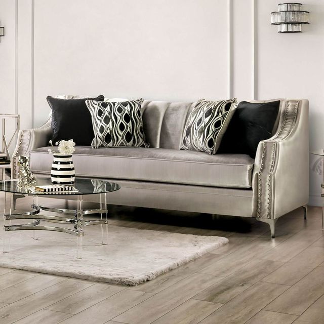 Furniture of America® Elicia 2-Piece Silver/Black Living Room Set-1