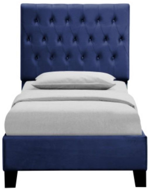 Emerald Home Amelia Navy Twin Upholstered Panel Bed-3