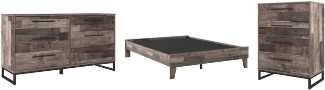 Signature Design by Ashley® Neilsville 3-Piece Multi Gray Queen Platform Panel Bed Set-0