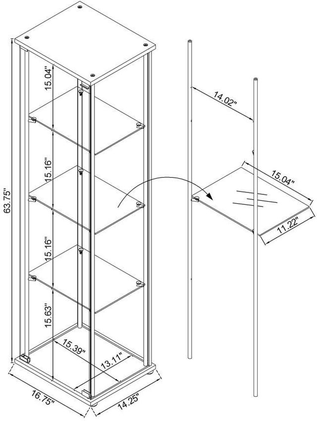 Coaster® Bellatrix Clear/Mango Display Cabinet-2