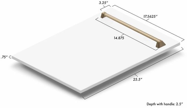 ZLINE Autograph Edition 18" White Matte with Champagne Bronze Handle Dishwasher Panel-3