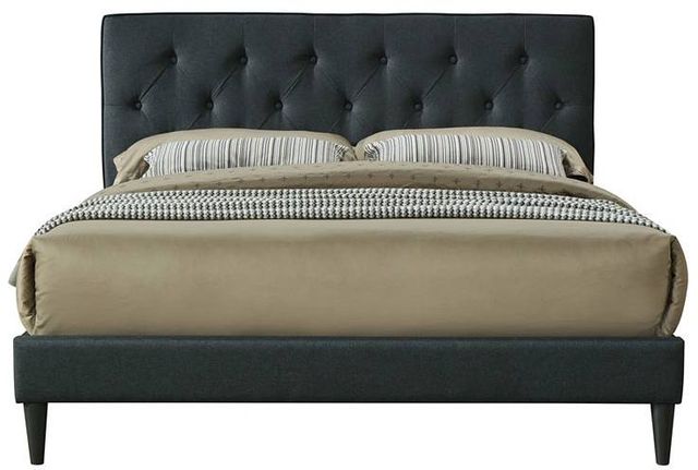 Bernards Piper Black Upholstered Queen Panel Bed-1