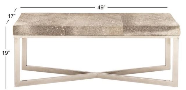 Deco Marche U Select Gray Cowhide Home Bench-2