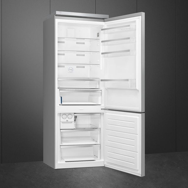 Smeg Portofino  28 in. 18.0 Cu. Ft. Stainless Steel Bottom Freezer Refrigerator-1