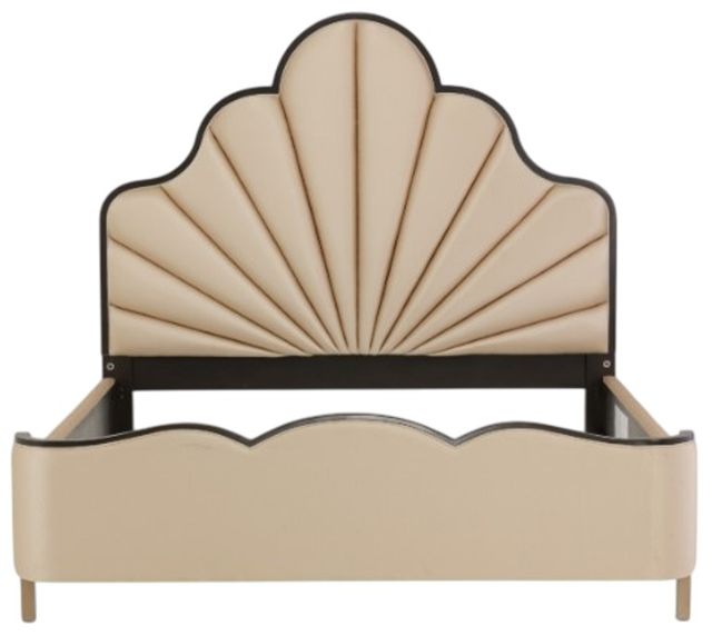 Michael Amini® Malibu Crest Beige/Dark Espresso Eastern King Upholstered Panel Bed-2