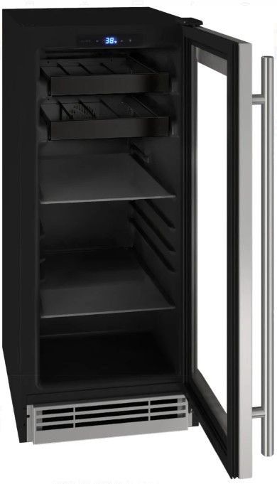 U-Line® Stainless Steel 15" Reversible Hinge Beverage Center-1