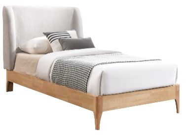 Meridian Furniture Ventura Grey/Natural Upholstered Twin Panel Bed-0