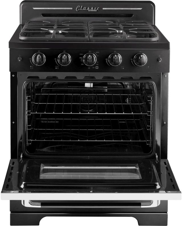 Unique® Appliances Classic Retro 30" Midnight Black Freestanding Gas Range-1