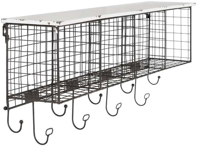 Linon Four Cubby Black/White Wall Shelf-0