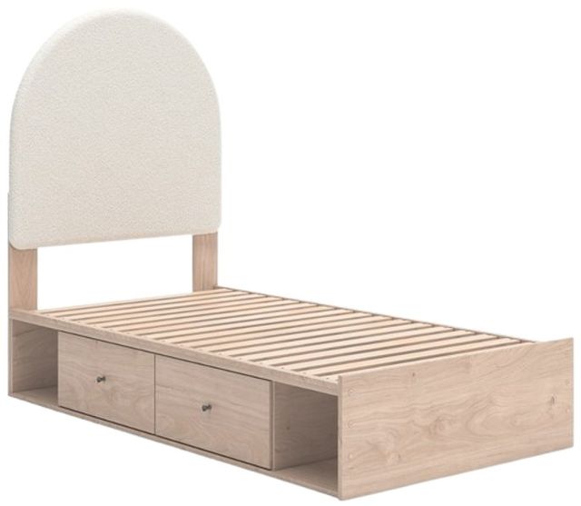 Signature Design by Ashley® Arloster Tan/White Twin Upholstered Panel Bed with 2-Drawer Storage-2