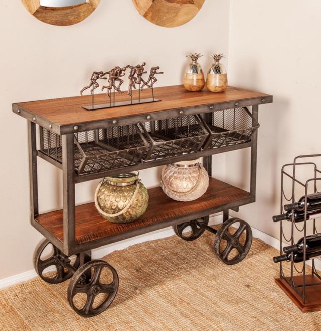 Deco Marche Black Rolling Console Table-4