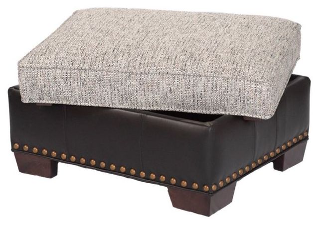 Marshfield Furniture Baldwin (Leather) Black/Light Gray Storage Ottoman-1