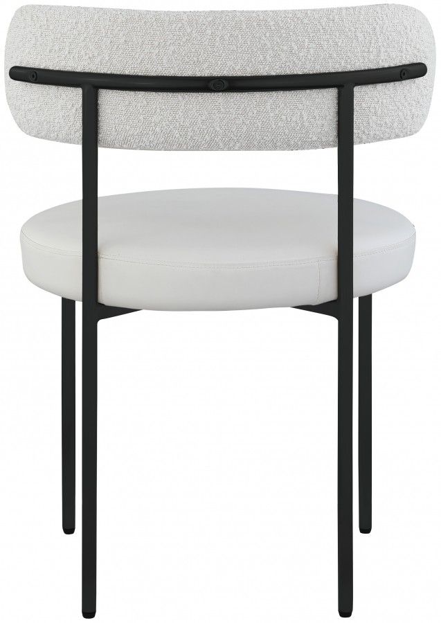 Meridian Furniture Beacon Cream/Black Vegan Leather And Boucle Fabric Upholstered Dining Chair-3