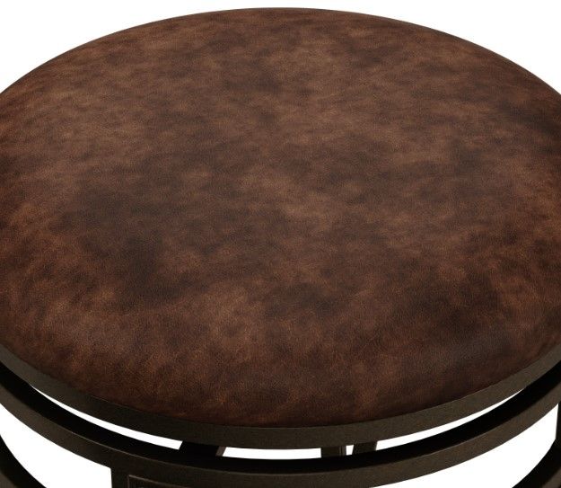 HH2 Home Montello Distressed Brown Swivel Backless Bar Stool-4