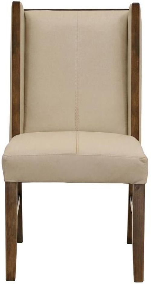 International Furniture Direct Silver Brown/Ivory Upholstered Leather Dining Side Chair-1