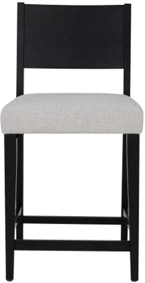 Powell® Cosgrove 2-Piece Black/Light Gray Upholstered Counter Stool Set-4
