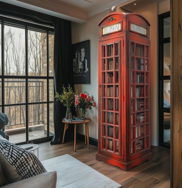YHD Red Phone Booth Cabinet-1