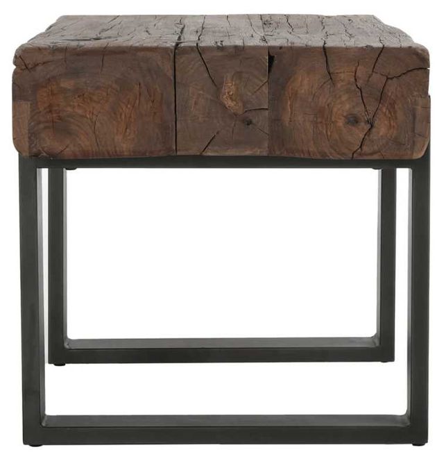 Classic Home Duarte Rustic Brown 30" End Table with Black Base-2
