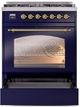 Ilve® Nostalgie II Series 30" Midnight Blue Pro Style Dual Fuel Range-4
