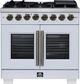 FORNO® Capriasca Series Alta Qualita 36" White Pro Style Dual Fuel Range-0