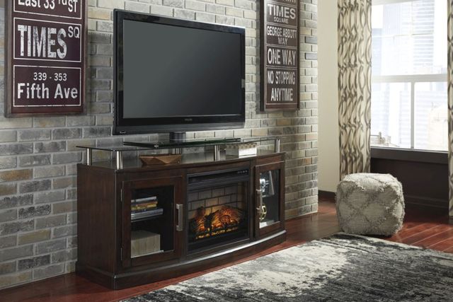 Signature Design by Ashley® Chanceen Dark Brown 60" TV Stand with Electric Fireplace-1
