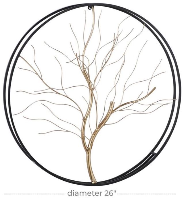 Deco Marche Gold Tree Home Wall Decor with Black Frame-2