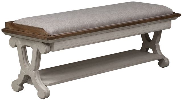 Liberty Furniture Farmhouse Reimagined Antique White/Chestnut Bed Bench-0