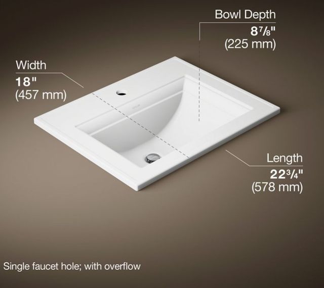 Kohler Memoirs® Stately White 22.75" Rectangular Drop-In Bathroom Sink-3