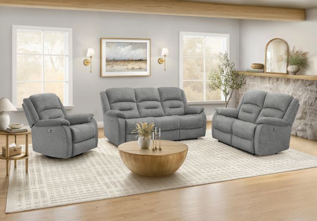 Monarch Specialties Inc. Blue Large Power Swivel Glider Reclining Chair with USB Ports-2