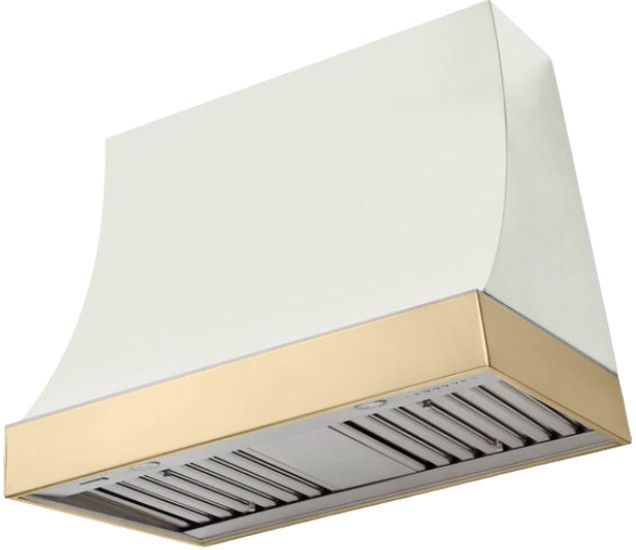 AGA Marquee 36" White Wall Mounted Range Hood with Polished Brass Trim-0