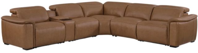 Flexsteel® Camden Dusty Taupe Leather Power Reclining Sectional with Custom Layout Options-0