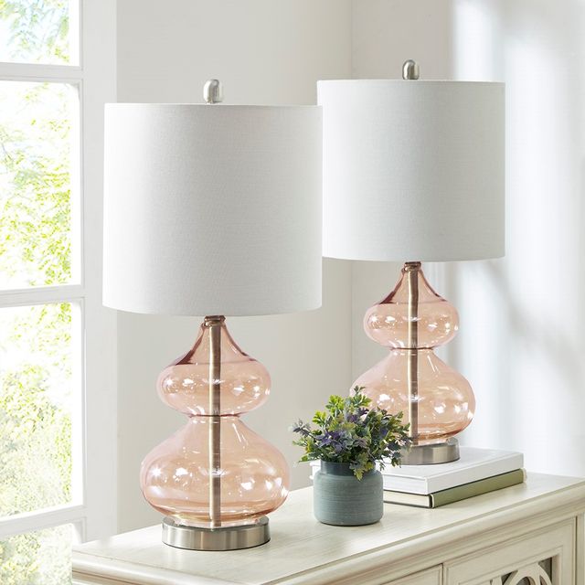 Olliix by 510 Design Ellipse 2 Pink Table Lamp Set-2